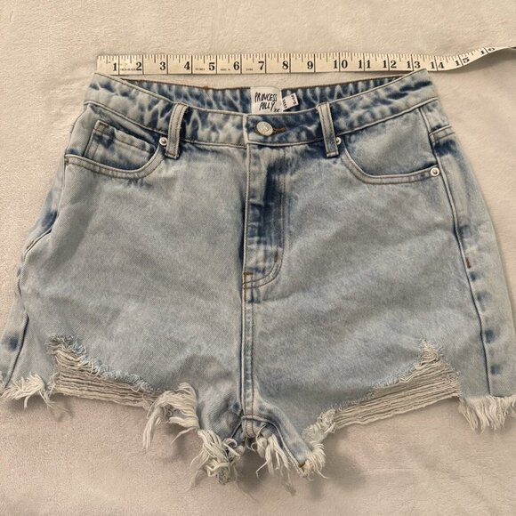 Princess Polly Cutoff Denim Shorts Womens Size 6 Light Wash 90s Style Jorts - Picture 5 of 9